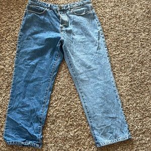 Two tone straight leg jeans